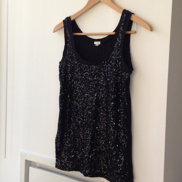 J Crew Black Sparkle Tank Top