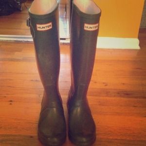 Hunter tall traditional matte Green rainboots sz6