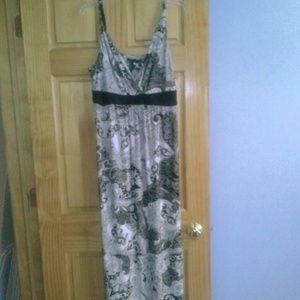 Black and white patterned maxi dress