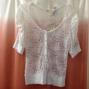 White sheer button top