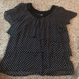 Avenue black with white polka dots top, layered
