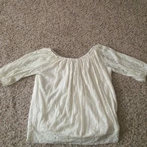 Dots off white lace top