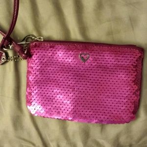 Coach Poppy Sequin wristlet