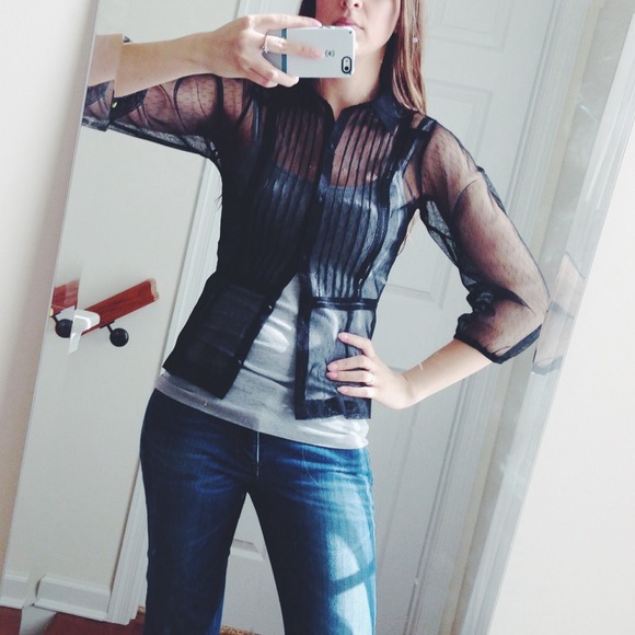 The Limited Tops - • The Limited Sheer Black Top •