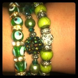 Green crystal bracelet bundle