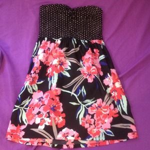 strapless printed dress