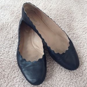 Chloe scalloped leather ballet flats