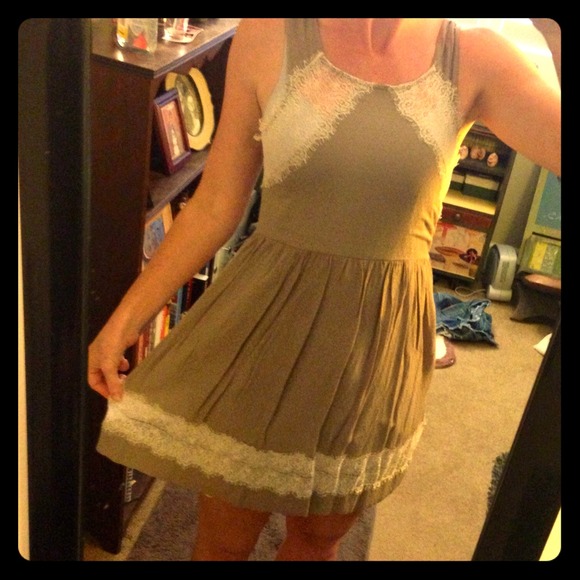SOLD- Free People Beige Dress with Lace Detail