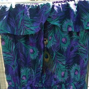 Long tube top peacock dress