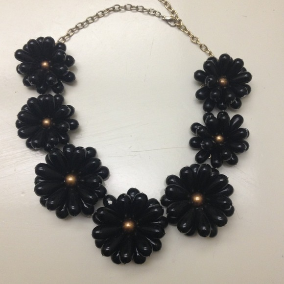 Black Flower statement necklace