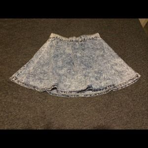 Acid Wash Denim Skater Skirt.