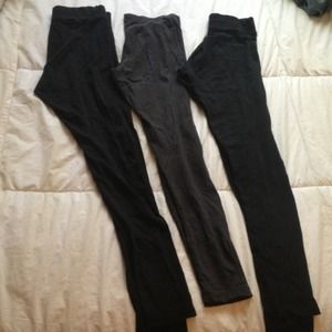 Bundle of two black and one grey leggings
