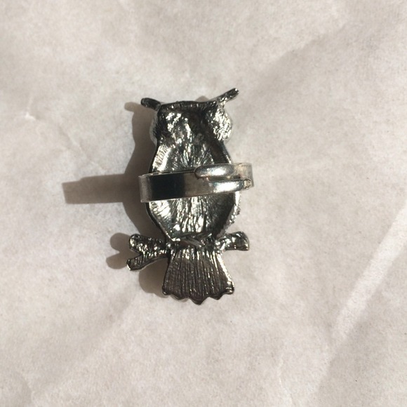 Aqua Rhinestone Owl Ring - Picture 2 of 2
