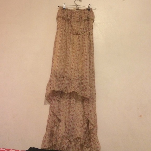 Strapless Floral Hi-Lo Dress