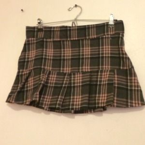 Pink and Black Vintage Plaid Mini Skirt.