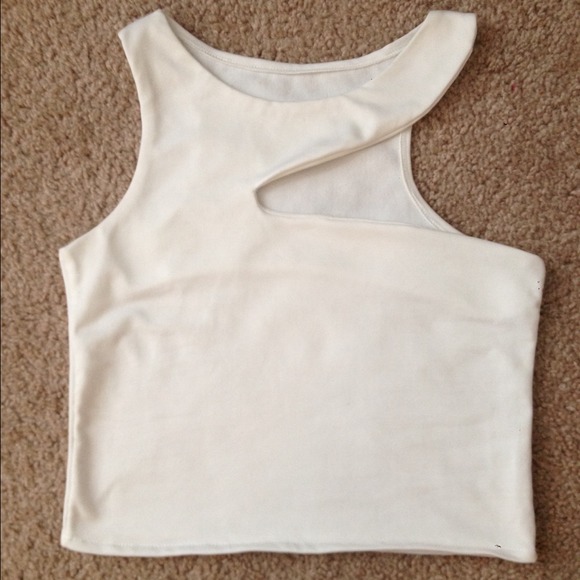 White Cut out crop top