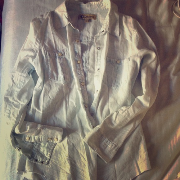 Light blue snap button down shirt