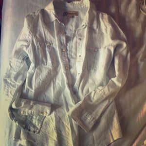 Light blue snap button down shirt