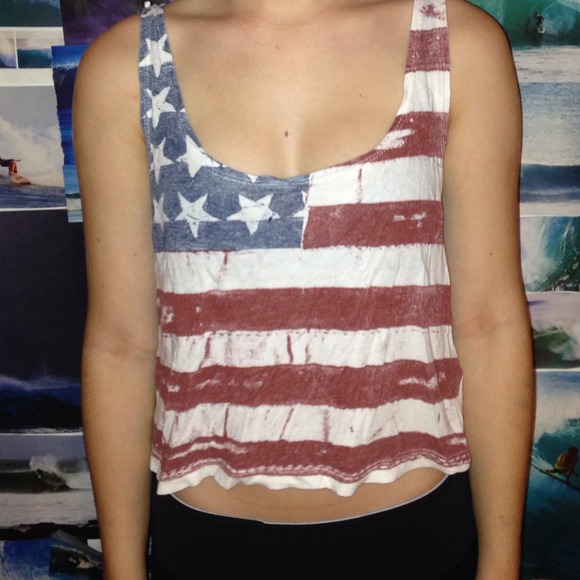Brandy Melville American Flag Crop Top