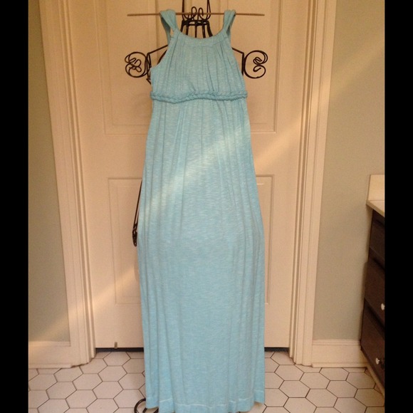 Blue and white maxi dress