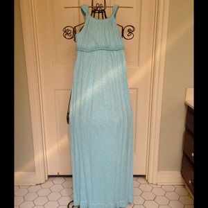 Blue and white maxi dress