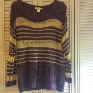 Purple and gold metallic sweater