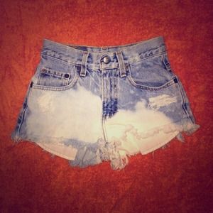 High waisted distressed shorts.