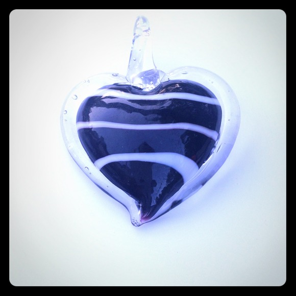 2 Heart Murano Glass Pendants