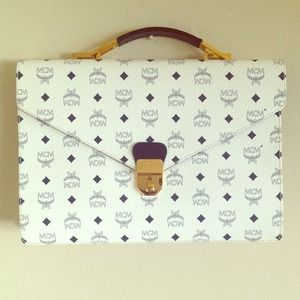 MCM ✨AUTHENTIC✨ vintage white & navy briefcase