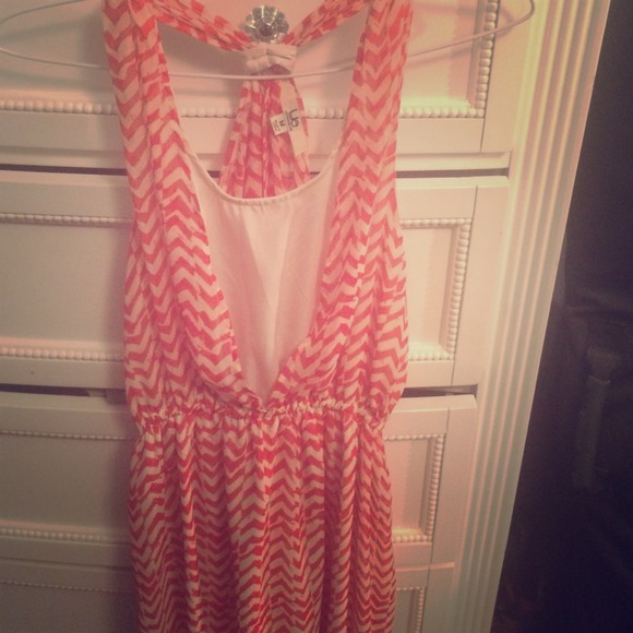 Orange/cream print summer dress - Picture 1 of 1