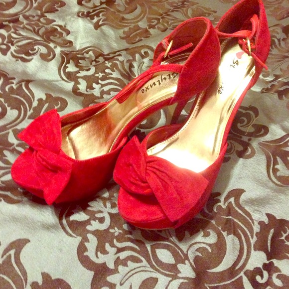 Red velvet heels