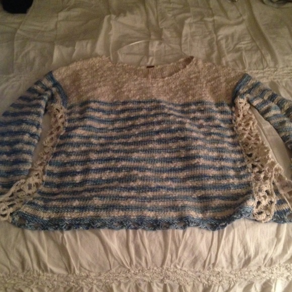 Free People light blue and cream striped sweater!