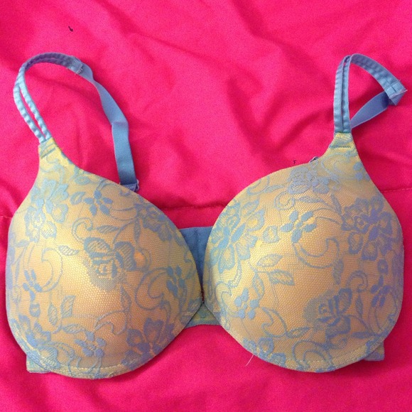 Fashion Bug blue & yellow push-up bra