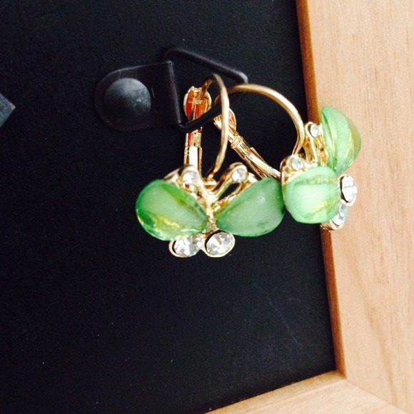 Green butterfly earrings