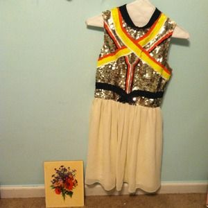 Topshop Embellished Sequined Skater Dress