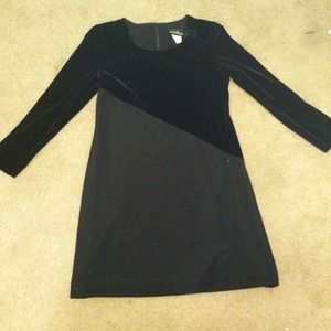 Black Velvet and Polyester Shift Dress