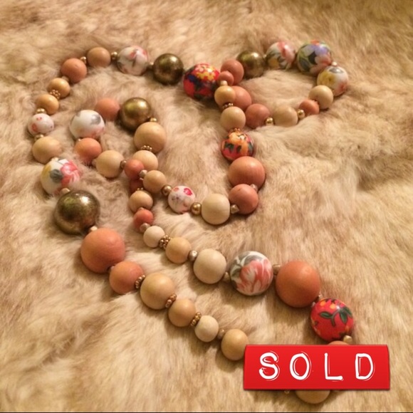 Wooden Bead long Necklace