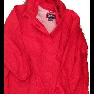 Lands end rain jacket coat red light
