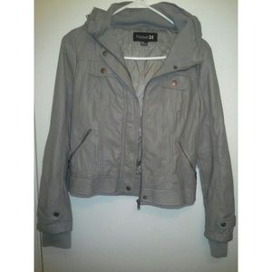 Hooded leather jacket