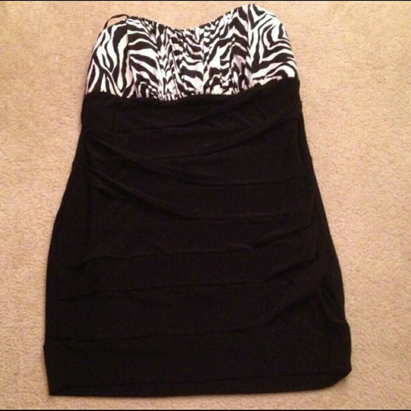 New Black Strapless dress with zebra print 3x