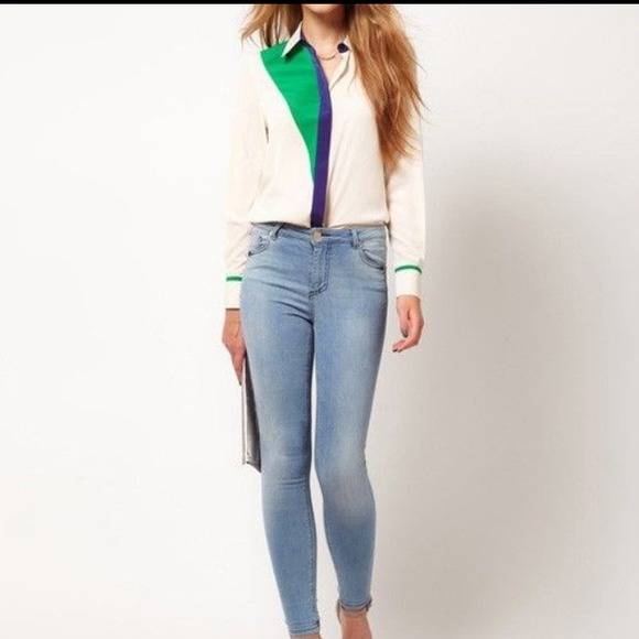 🚫SOLD🚫 Colorblock Button Down Blouse - Picture 4 of 4