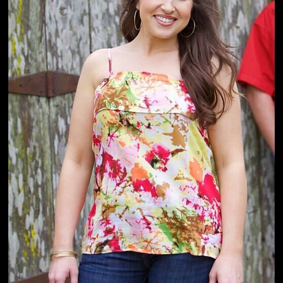 Bright abstract floral top - Picture 1 of 3