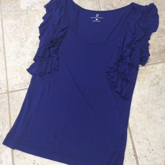 Royal Blue with ruffle cap sleeves