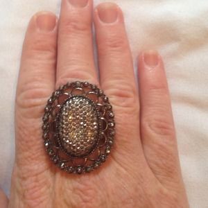 Metal black rhinestone ring