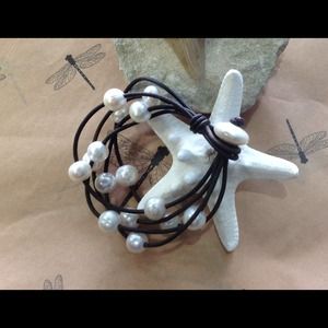leather and pearl designer jewelry