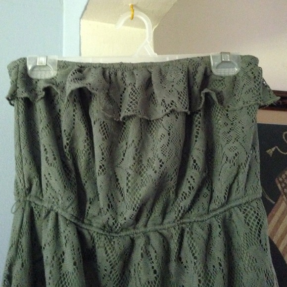 Olive Green Lace Hi-Lo Dress - Picture 2 of 2