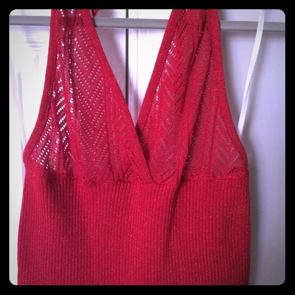 Sexy red sweater halter