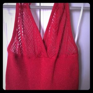 Sexy red sweater halter