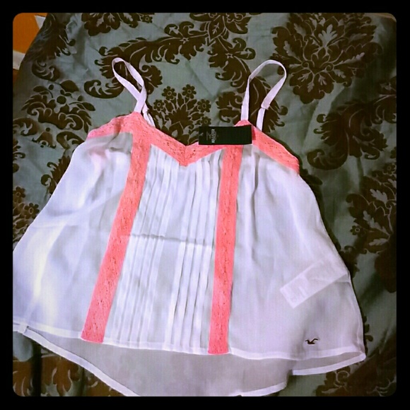 HOLLISTER Coral and white tank