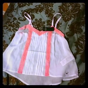 HOLLISTER Coral and white tank